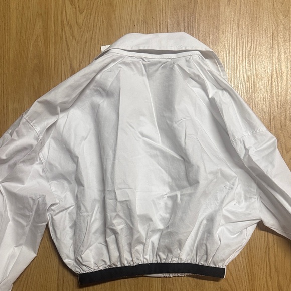 Zara NWT NEW size XS x-small White Cropped Shirt Elastic Hem dress blouse top - Picture 8 of 9